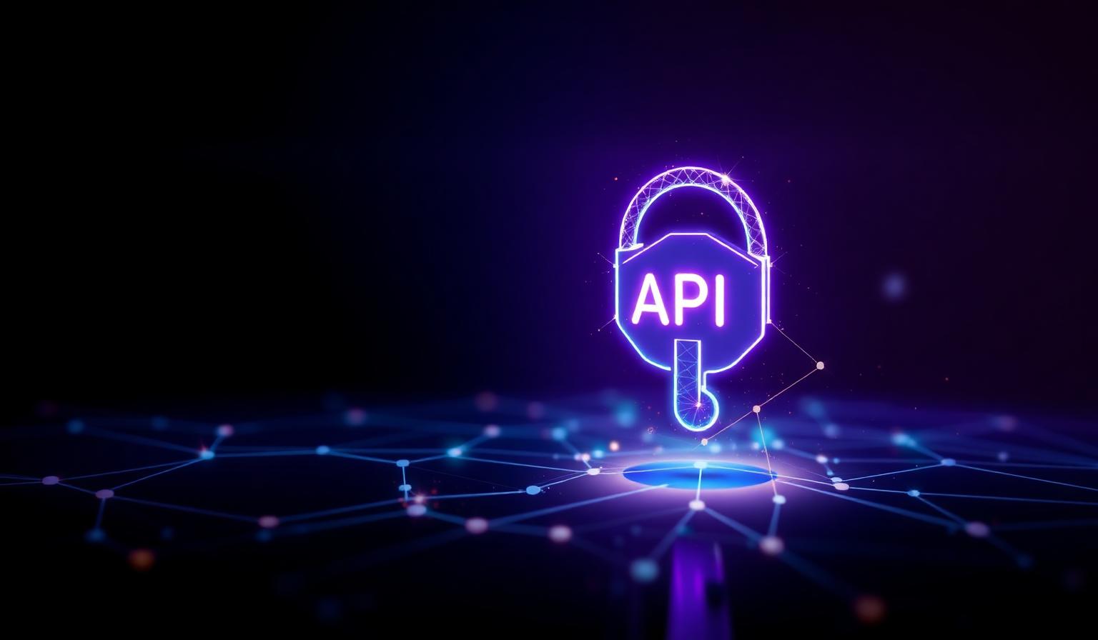Fangate API Keys hero — glowing API key icon connected to neural network nodes representing AI automation for creators